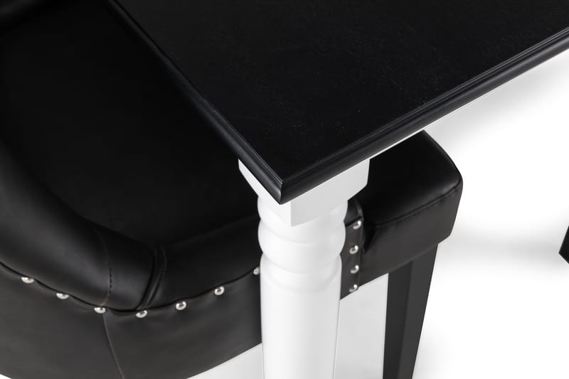 Hampton Spisegruppe 190 cm Mahognifiner med 6 Tuva Stoler - Hvit/Svart - Møbler - Bord - Spisegrupper