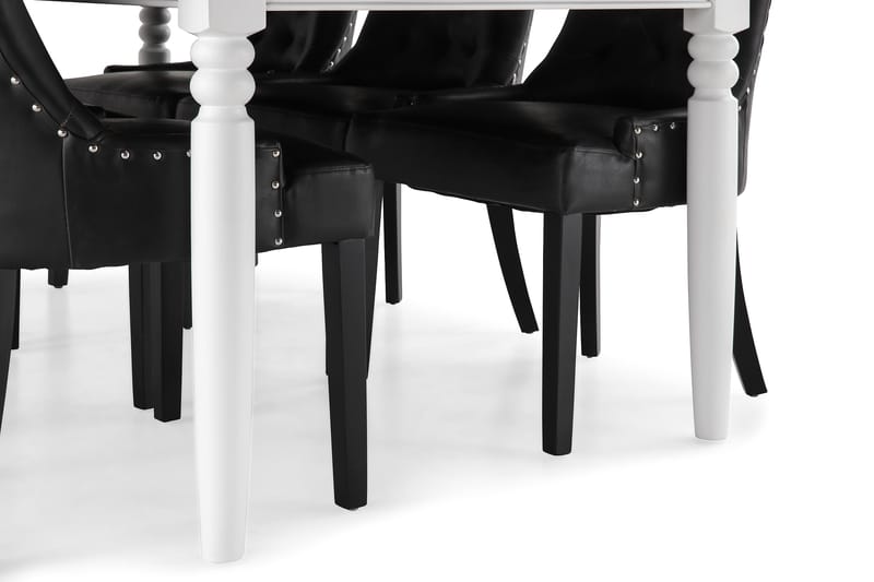 Hampton Spisegruppe 190 cm Mahognifiner med 6 Tuva Stoler - Hvit/Svart - Møbler - Bord - Spisegrupper