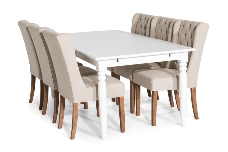 Hampton Spisegruppe 190 cm med 6 Irma Stol - Vintage Alm/Beige - Møbler - Bord - Spisegrupper