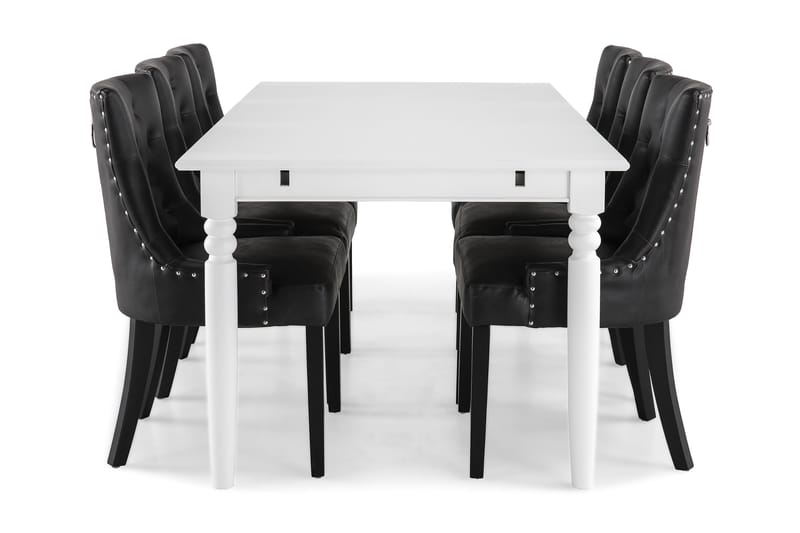 Hampton Spisegruppe 190 cm med 6 Tuva Stoler - Hvit/Svart - Møbler - Bord - Spisegrupper