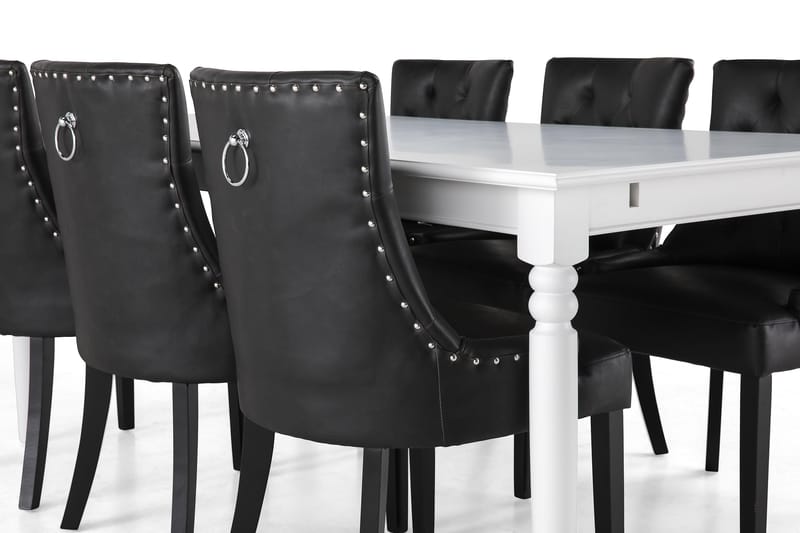 Hampton Spisegruppe 190 cm med 6 Tuva Stoler - Hvit/Svart - Møbler - Bord - Spisegrupper