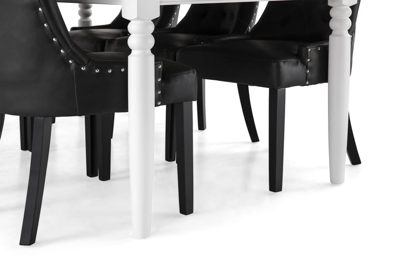 Hampton Spisegruppe 190 cm med 6 Tuva Stoler - Hvit/Svart - Møbler - Bord - Spisegrupper