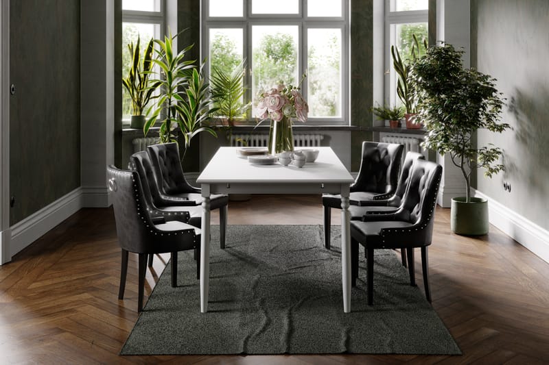 Hampton Spisegruppe 190 cm med 6 Tuva Stoler - Hvit/Svart - Møbler - Bord - Spisegrupper