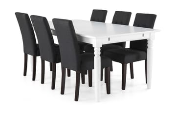 Hampton Spisegruppe 190 cm med 6 Viktor Stoler - Hvit/Mørkegrå/Mørkebrun - Møbler - Bord - Spisegrupper
