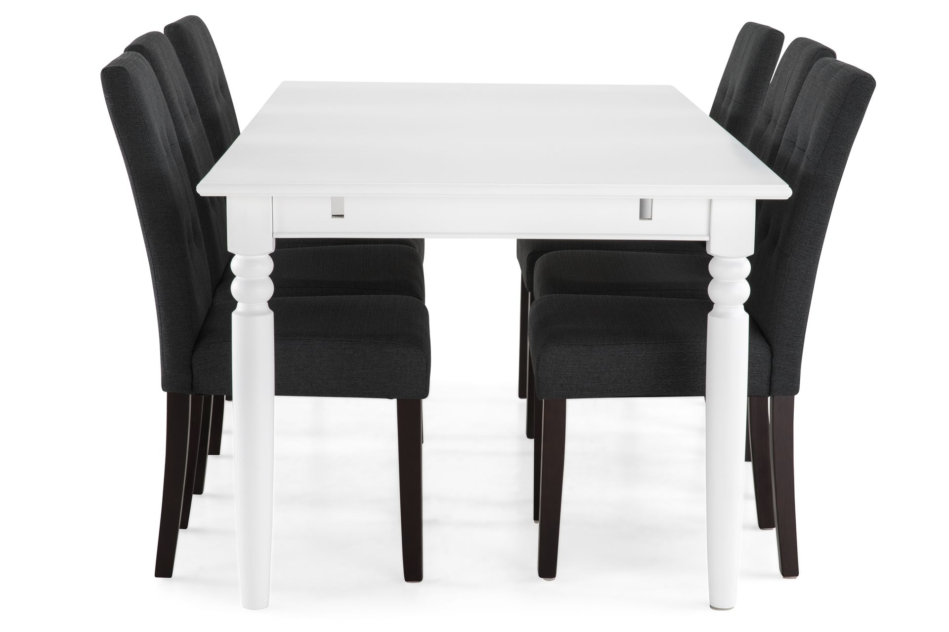 Hampton Spisegruppe 190 cm med 6 Viktor Stoler - Hvit/Mørkegrå/Mørkebrun - Møbler - Bord - Spisegrupper