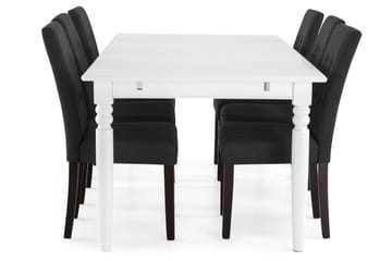 Hampton Spisegruppe 190 cm med 6 Viktor Stoler - Hvit/Mørkegrå/Mørkebrun - Møbler - Bord - Spisegrupper
