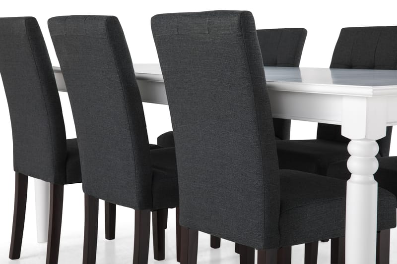 Hampton Spisegruppe 190 cm med 6 Viktor Stoler - Hvit/Mørkegrå/Mørkebrun - Møbler - Bord - Spisegrupper