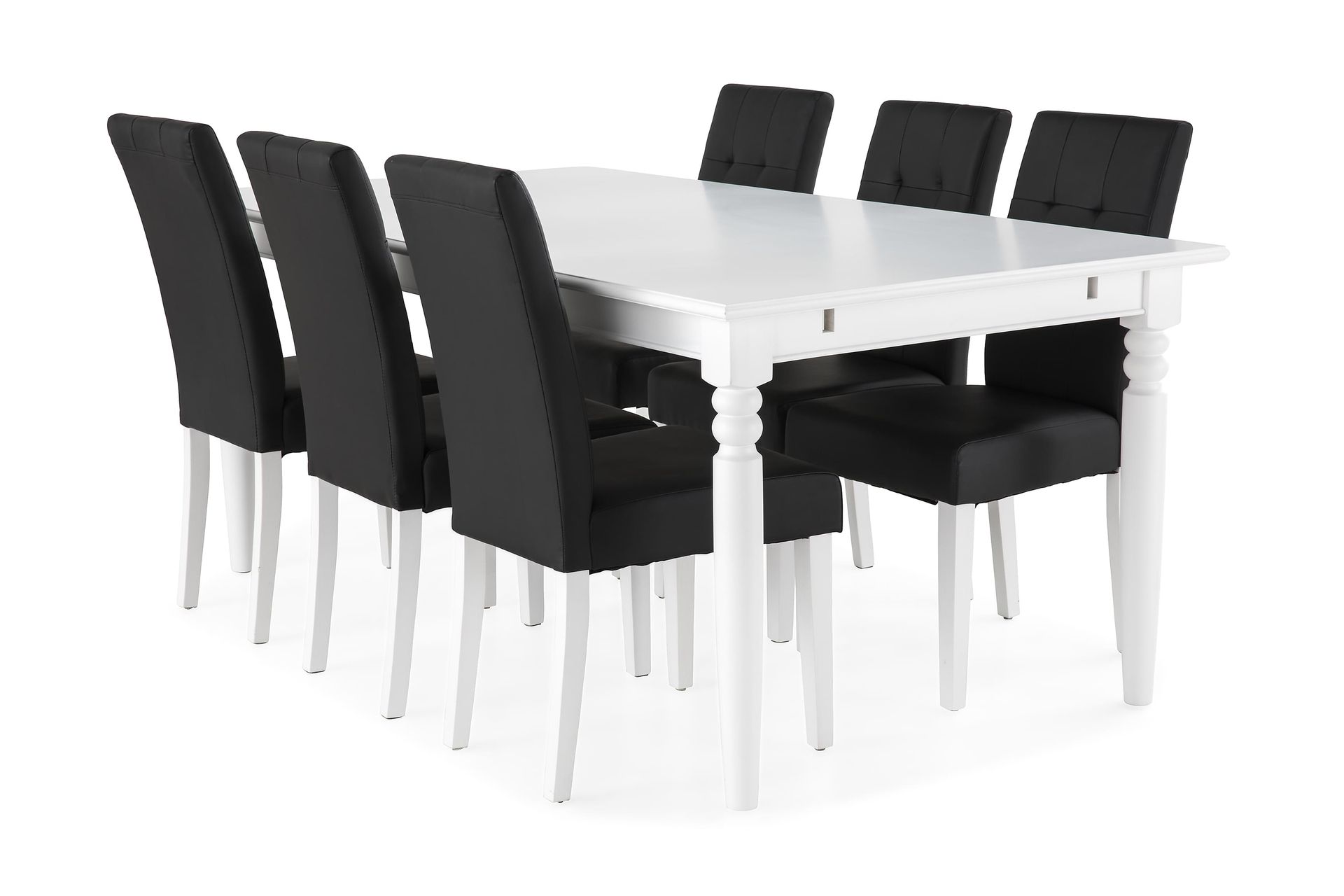 Hampton Spisegruppe 190 cm med 6 Viktor Stoler - Hvit/Svart - Møbler - Bord - Spisegrupper