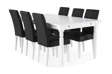 Hampton Spisegruppe 190 cm med 6 Viktor Stoler - Hvit/Svart - Møbler - Bord - Spisegrupper