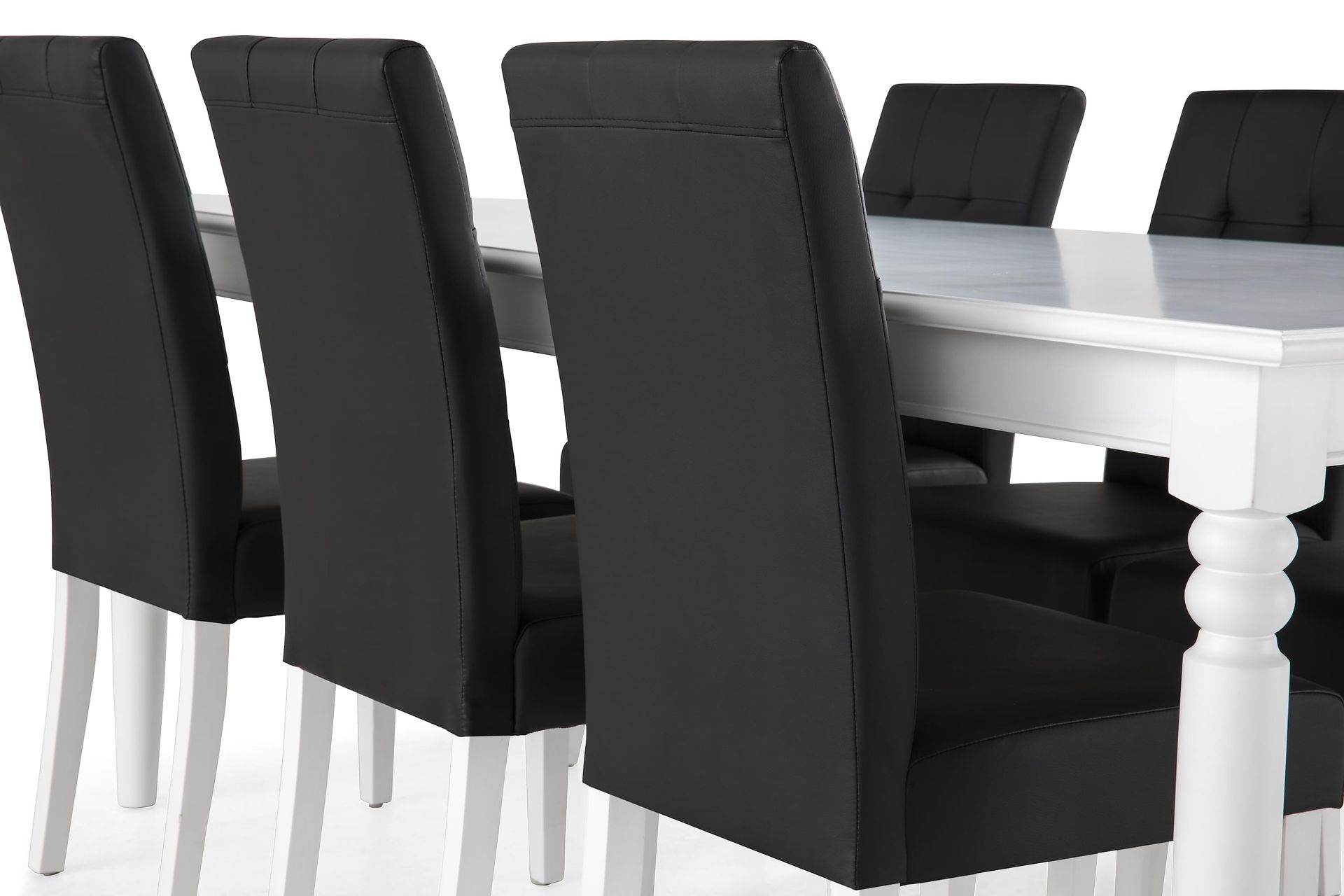 Hampton Spisegruppe 190 cm med 6 Viktor Stoler - Hvit/Svart - Møbler - Bord - Spisegrupper