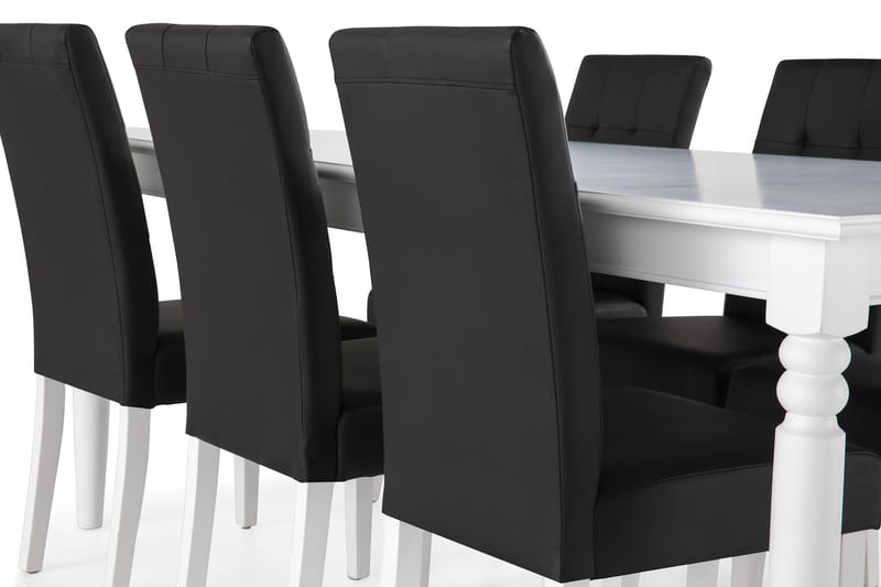 Hampton Spisegruppe 190 cm med 6 Viktor Stoler - Hvit/Svart - Møbler - Bord - Spisegrupper