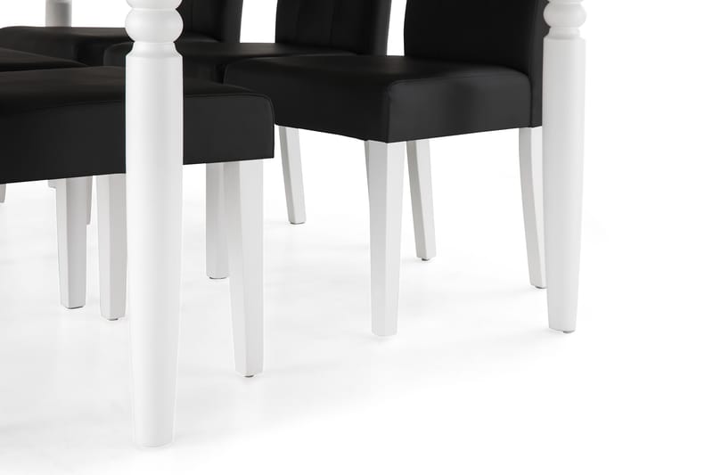 Hampton Spisegruppe 190 cm med 6 Viktor Stoler - Hvit/Svart - Møbler - Bord - Spisegrupper