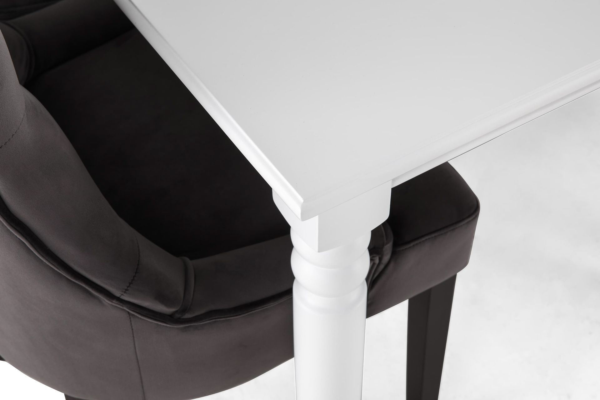 Hampton Spisegruppe 190 cm med 6 Viktoria Lenestol - Hvit/Grå Sammet - Møbler - Bord - Spisegrupper