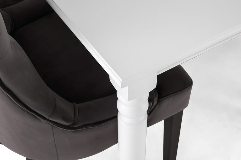 Hampton Spisegruppe 190 cm med 6 Viktoria Lenestol - Hvit/Grå Sammet - Møbler - Bord - Spisegrupper
