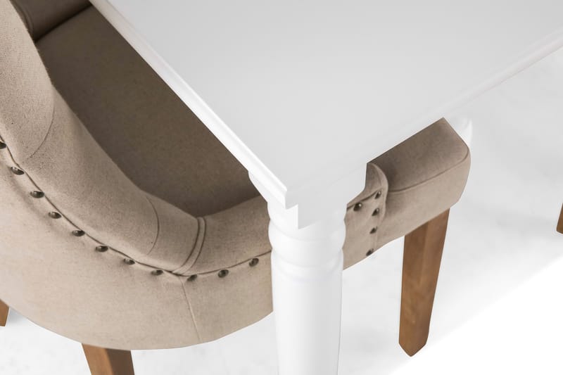 Hampton Spisegruppe 190 cm med 6 Viktoria Stoler - Hvit/Beige/Vintage - Møbler - Bord - Spisegrupper