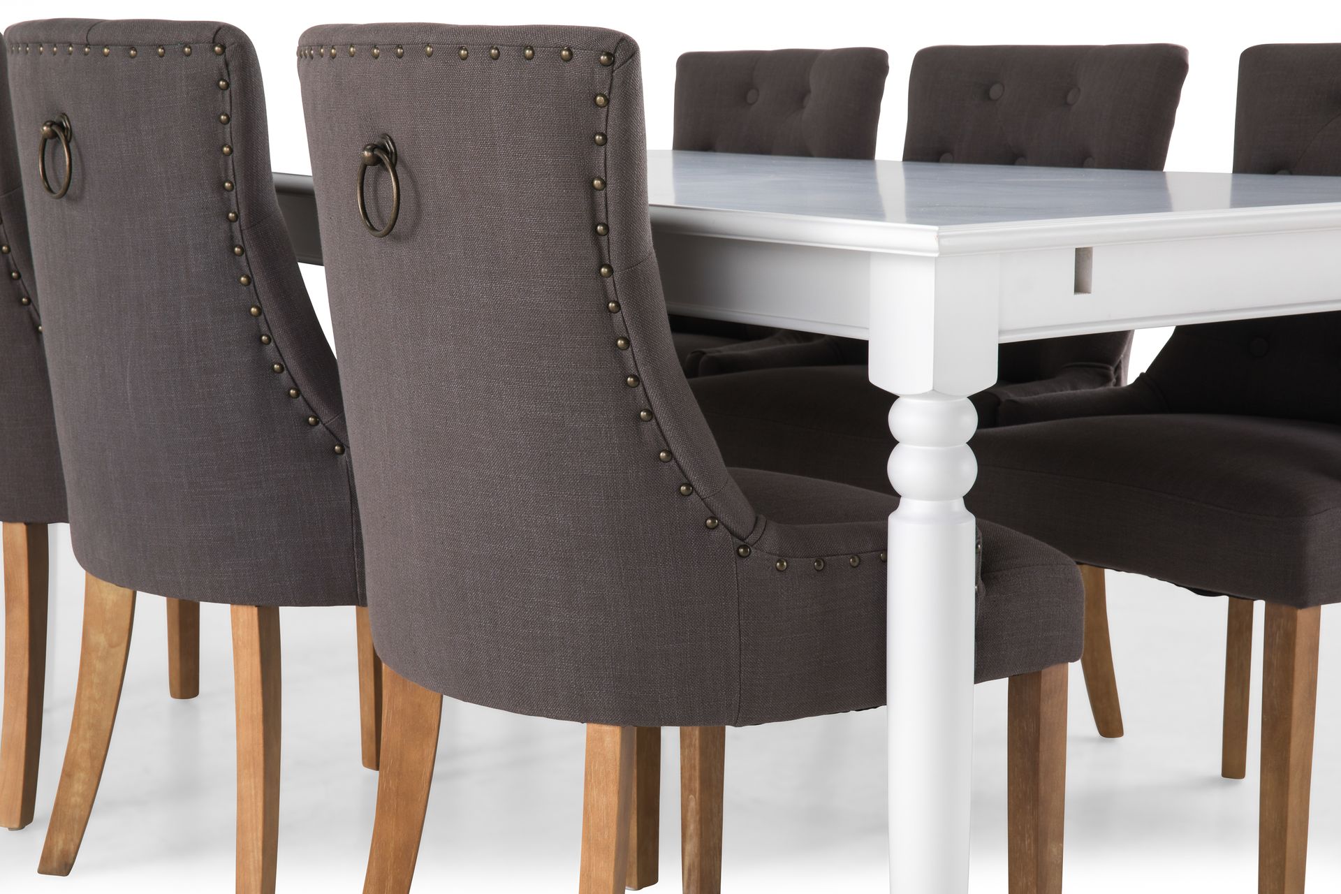 Hampton Spisegruppe 190 cm med 6 Viktoria Stoler - Hvit/Grå/Vintage - Møbler - Bord - Spisegrupper