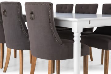 Hampton Spisegruppe 190 cm med 6 Viktoria Stoler - Hvit/Grå/Vintage - Møbler - Bord - Spisegrupper