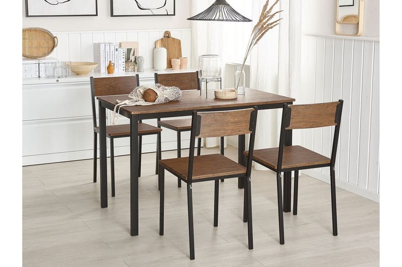 Hamry Spisegruppe 110 cm Inkl. 4 Stoler - Mørkebrun/Svart - Møbler - Bord - Spisegrupper