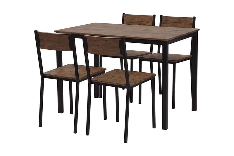 Hamry Spisegruppe 110 cm Inkl. 4 Stoler - Mørkebrun/Svart - Møbler - Bord - Spisegrupper