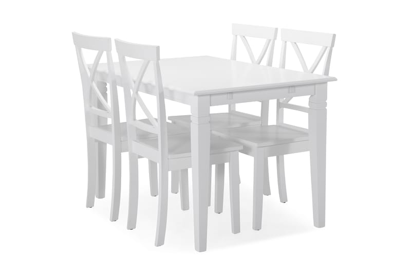 Hartford Spisebord med 4 Mirimar stoler - Hvit - Spisegrupper
