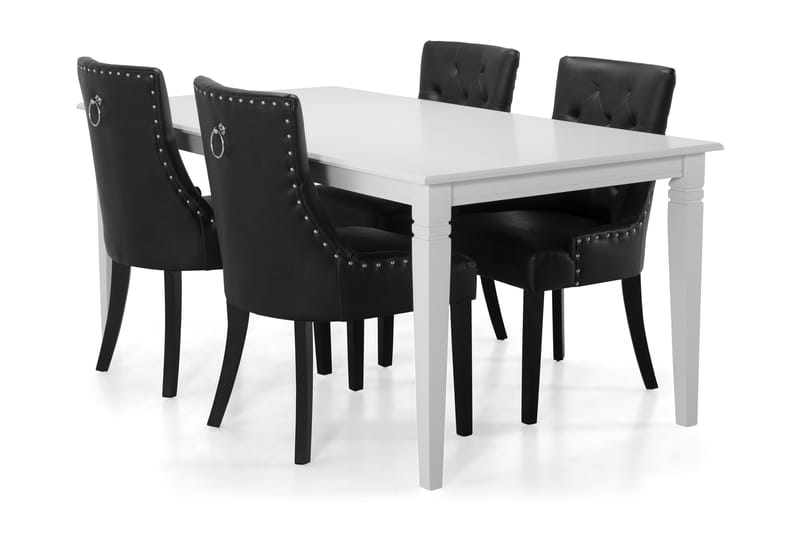 Hartford Spisebord med 4 Tuva stoler - Hvit/Svart - Spisegrupper