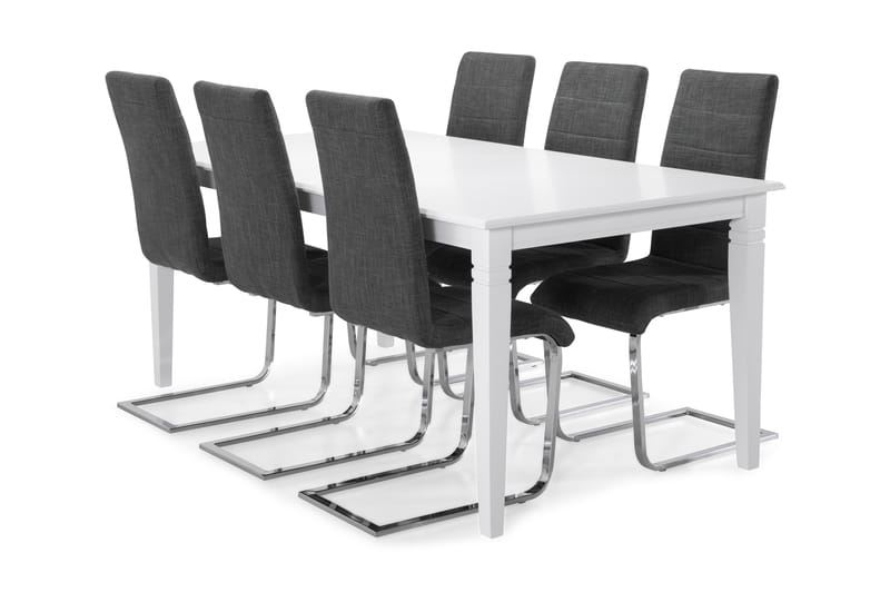 Hartford Spisebord med 6 Cibus stoler - Hvit/Grå - Spisegrupper
