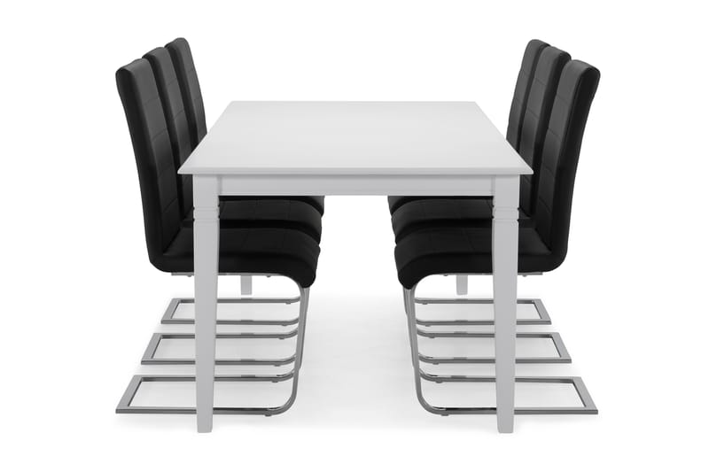 Hartford Spisebord med 6 Cibus stoler - Hvit/Svart/Krom - Spisegrupper