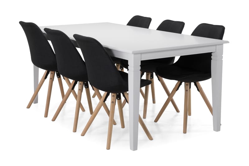 Hartford Spisebord med 6 Forum stoler - Hvit/Mørkegrå - Spisegrupper