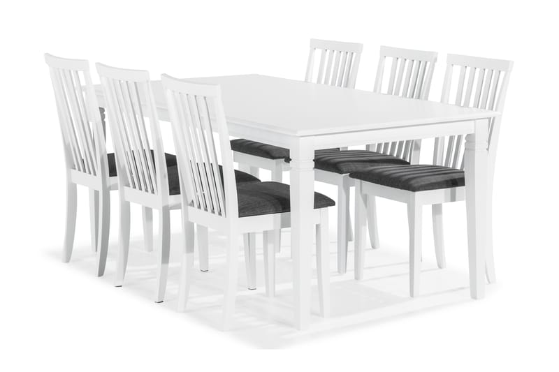 Hartford Spisebord med 6 Läckö stoler - Hvit/Grå - Spisegrupper
