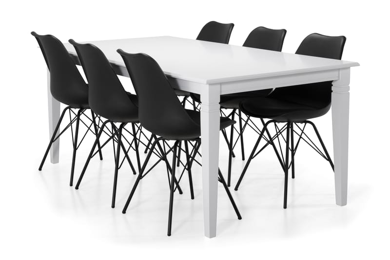 Hartford Spisebord med 6 Shell stoler - Svart - Spisegrupper