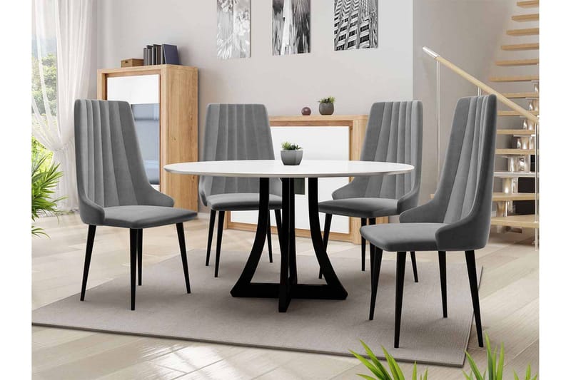 Hollan Spisegruppe Rund Grå - Møbler - Bord - Spisegrupper