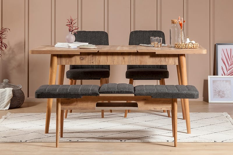 Idehult Spisegruppe 4 deler 75 cm - Tre / Natur / Antrasitt - Møbler - Bord - Spisegrupper