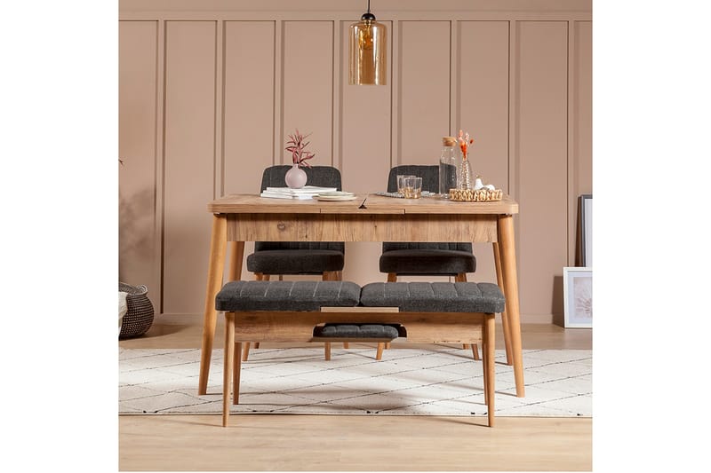 Idehult Spisegruppe 4 deler 75 cm - Tre / Natur / Antrasitt - Møbler - Bord - Spisegrupper