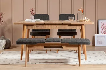 Idehult Spisegruppe 4 deler 75 cm - Tre / Natur / Antrasitt - Møbler - Bord - Spisegrupper