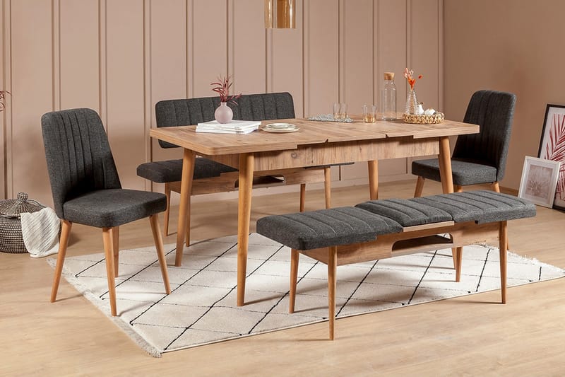 Idehult Spisegruppe 5 deler 75 cm - Tre / Natur / Antrasitt - Møbler - Bord - Spisegrupper
