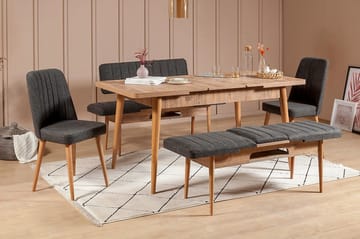Idehult Spisegruppe 5 deler 75 cm - Tre / Natur / Antrasitt - Møbler - Bord - Spisegrupper