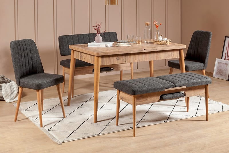 Idehult Spisegruppe 5 deler 75 cm - Tre / Natur / Antrasitt - Møbler - Bord - Spisegrupper