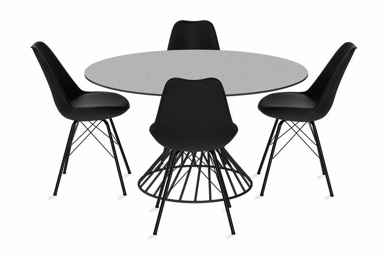 Iggy Spisebord 140 cm Rund Glass Med 4 Shell Spisestoler Kun - Møbler - Bord - Spisegrupper