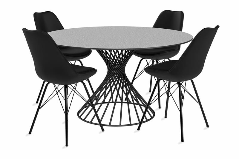 Iggy Spisebord 140 cm Rund Glass Med 4 Shell Spisestoler Kun - Møbler - Bord - Spisegrupper