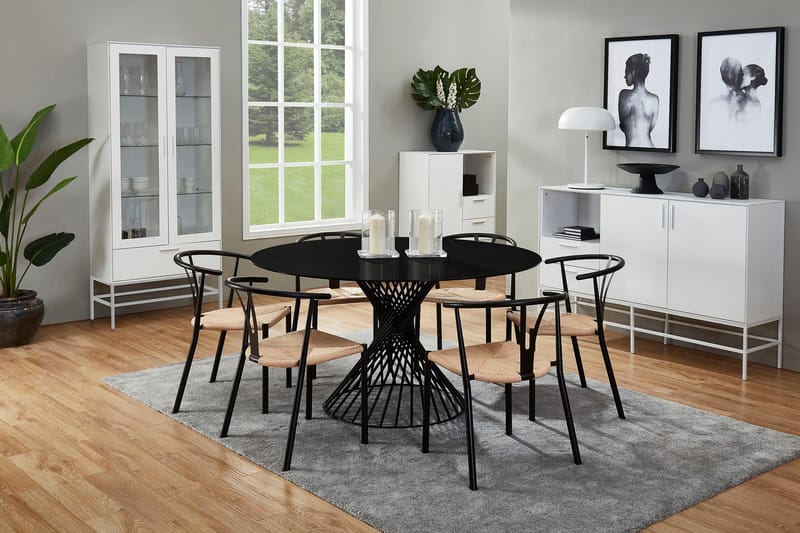 Iggy Spisegruppe 140 cm Rund Glass med 6 Elysia Spisestol St - Møbler - Bord - Spisegrupper