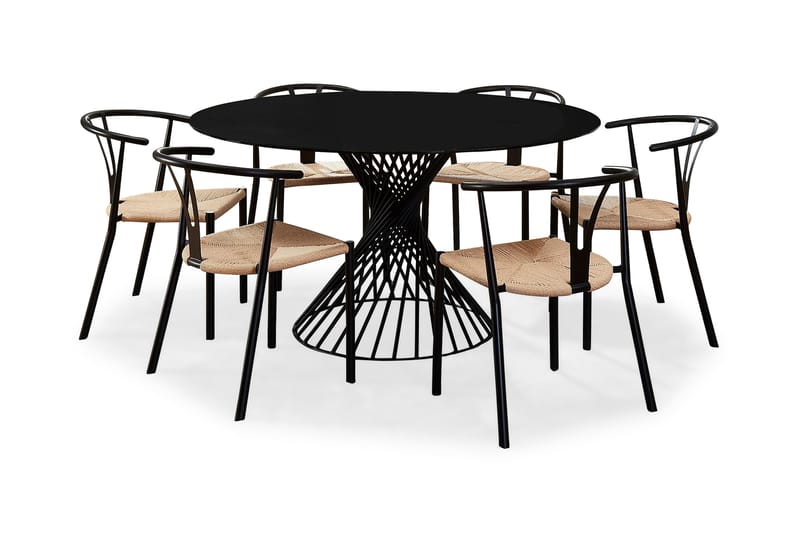 Iggy Spisegruppe 140 cm Rund Glass med 6 Elysia Spisestol St - Møbler - Bord - Spisegrupper
