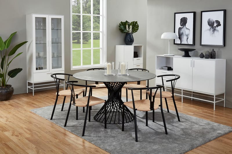 Iggy Spisegruppe 140 cm Rund Glass med 6 Elysia Spisestol St - Møbler - Bord - Spisegrupper