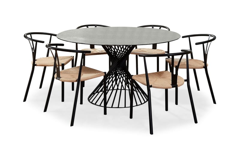 Iggy Spisegruppe 140 cm Rund Glass med 6 Elysia Spisestol St - Møbler - Bord - Spisegrupper