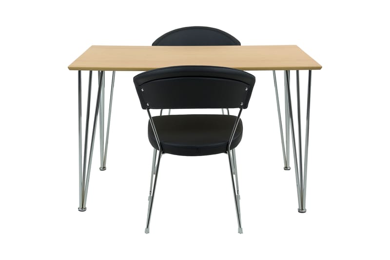 Ikeda Spisegruppe 120 cm + 2 Avezzano Stoler - Svart/Natur/Krom - Møbler - Bord - Spisegrupper
