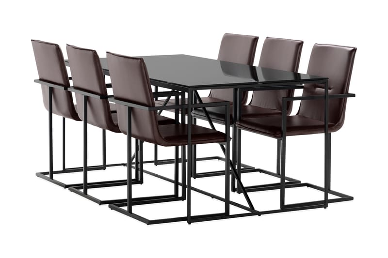Indy Spisebord 180 cm med 6 Melbana Spisestoler - Svart - Møbler - Bord - Spisegrupper