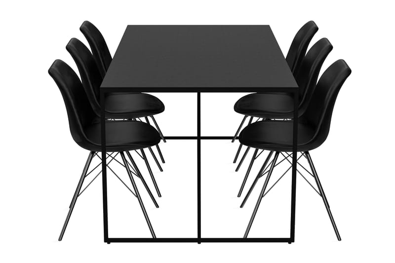 Indy Spisebord 180 cm Med 6 Shell Spisestoler Fløyel - Møbler - Bord - Spisegrupper