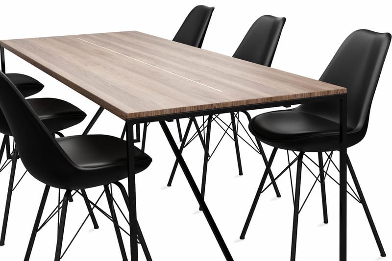 Indy Spisebord 240 cm Med 8 st Shell Spisestoler Kunstlær - Spisegrupper