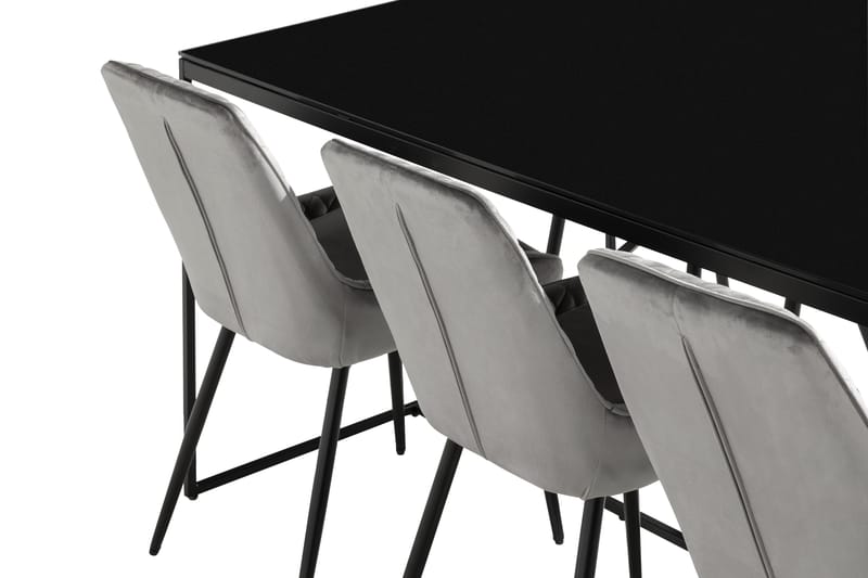 Indy Spisegruppe 180 cm inkl. 6 Hennebyn Stoler - Grå/Svart - Møbler - Bord - Spisegrupper