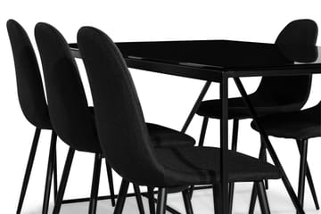 Indy Spisegruppe med 6 Nibe Stoler - Glass/Metall/Svart - Møbler - Bord - Spisegrupper