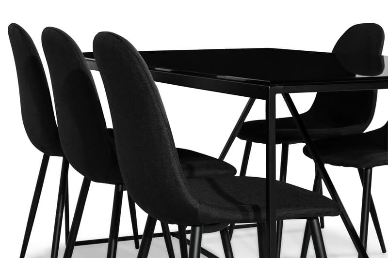 Indy Spisegruppe med 6 Nibe Stoler - Glass/Metall/Svart - Møbler - Bord - Spisegrupper
